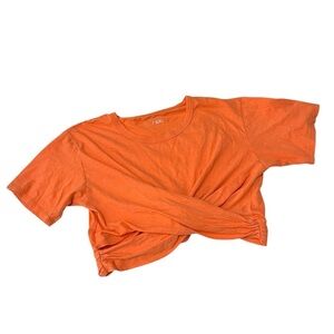Aerie Cropped Wrap Back T-Shirt in Orange Size M